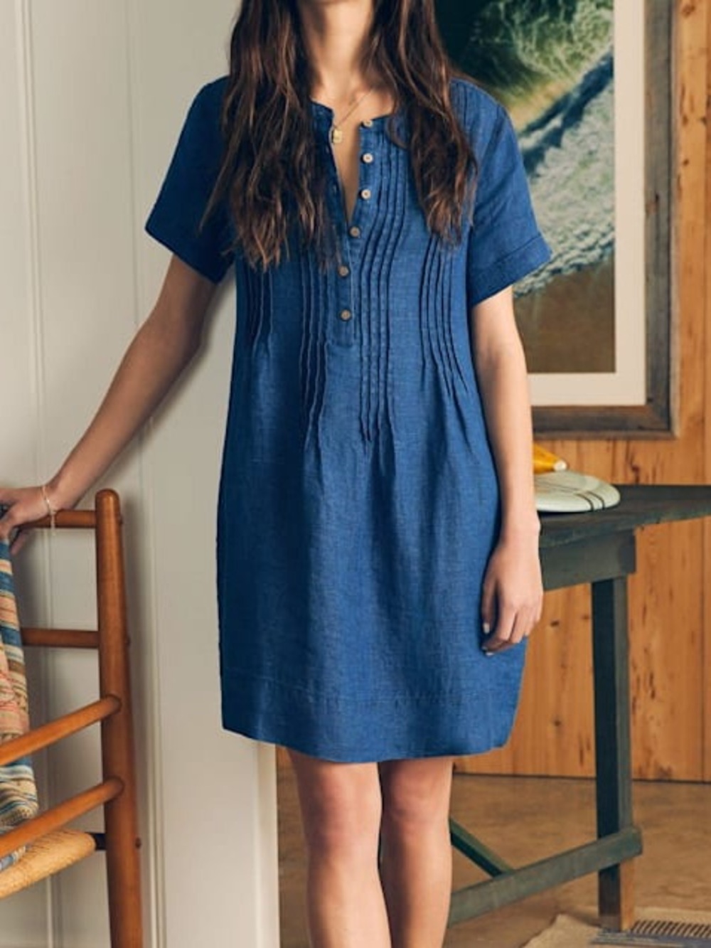 FAHERTY Gemina Dress - light weight linen in Indigo blue